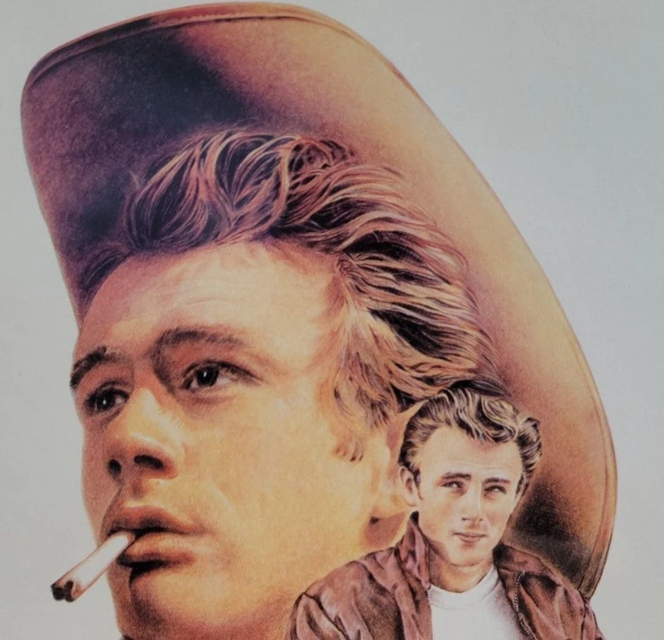 Arte impreso James Dean enmarcado vintage años 80 firmado Leon Garcia Foto 3 de 4