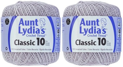 Aunt Lydia's Classic Crochet Thread Size 10 Silver Cotton Knitting Supplies