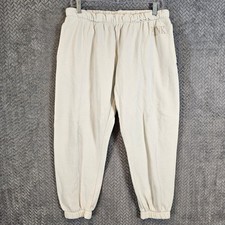PINK Victoria's Secret Womens Jogger Sweatpants Cream Oatmeal Logo Large