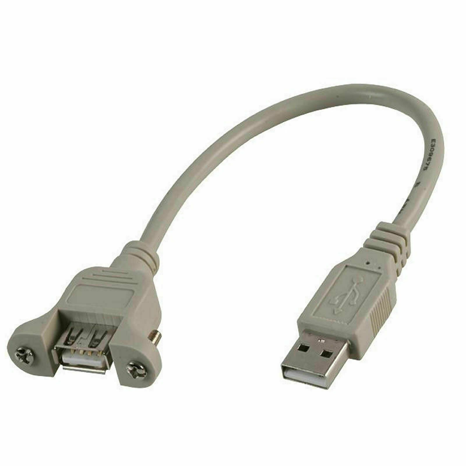 0.3m USB 2.0 Panel Mount Female A Socket to A Plug Cable 30cm [007776]