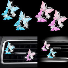 4 PCS Car Vent Clip Air Freshener, Butterfly Car Interior Accessory in Pink Blue