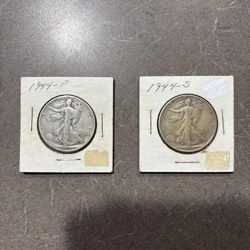 2  1944 Walking Liberty 90% Silver Half Dollar in Good Condition