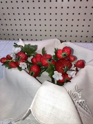 Strawberry Sprigs Ripe Red Strawberries For Floral Arrangments & Projects-lot/6