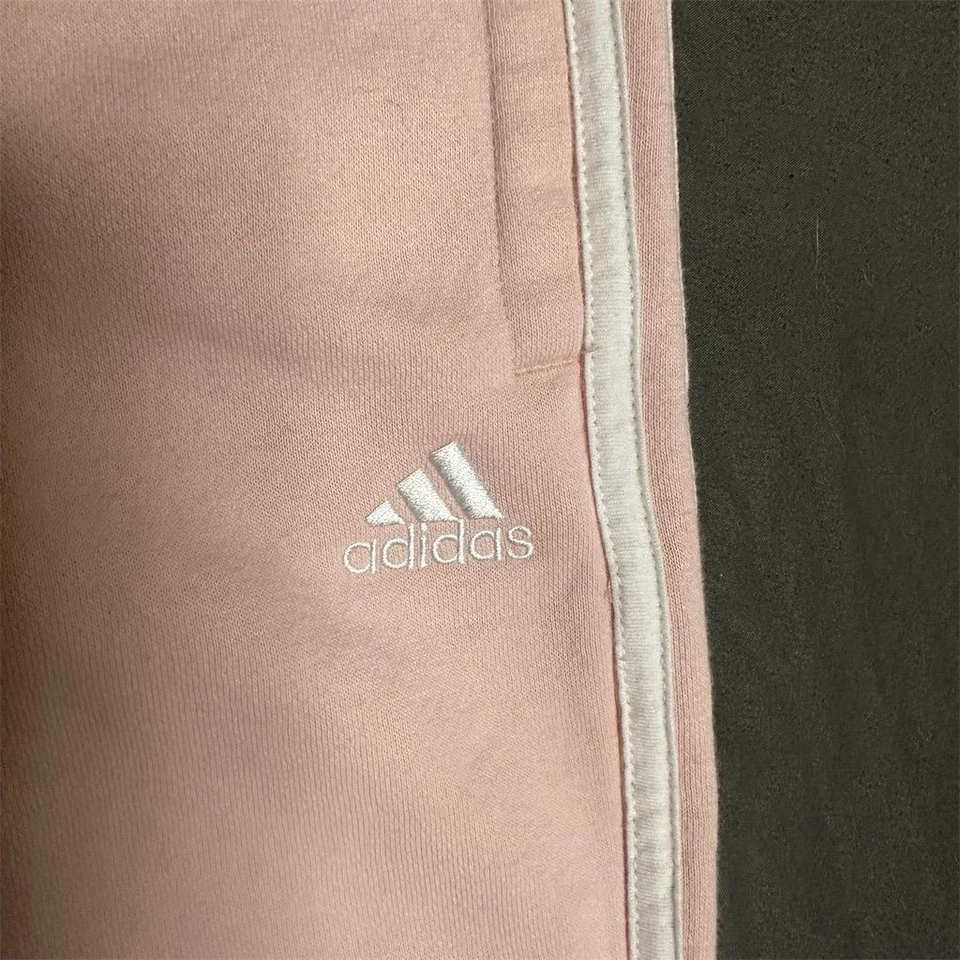 adidas Girls Pink Fleece Joggers Pants Size 7/8 Casual Sports - Image 3 of 4