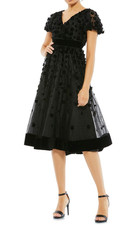 Mac Duggal Floral Appliqué Cocktail Midi Dress Size 6 - (LK#1147 A)