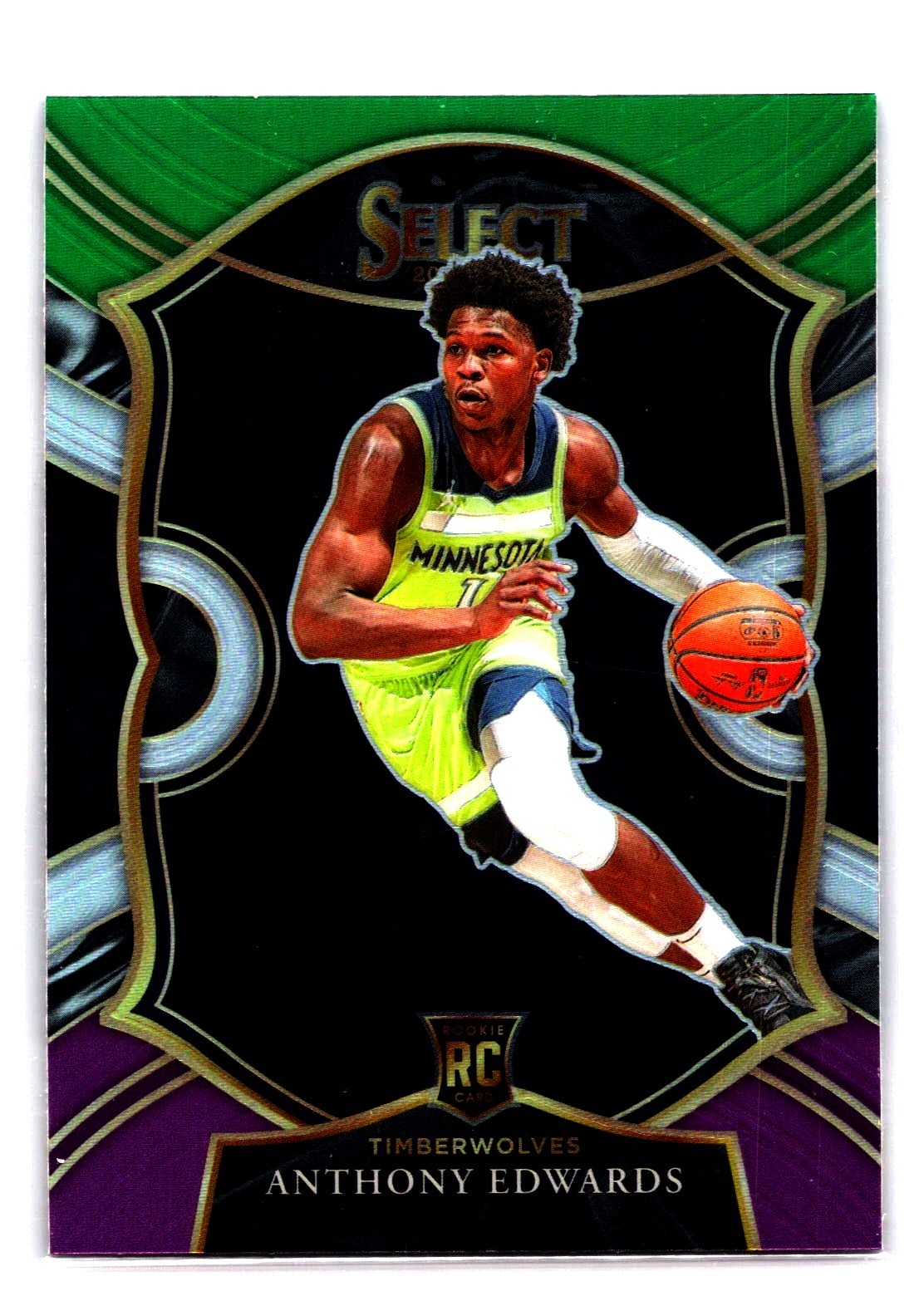 2020-21 Panini Select -  Anthony Edwards #61 Green White Purple Prizm (RC)