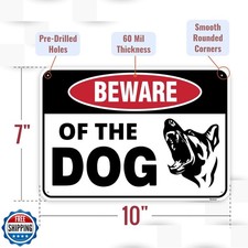 2PC Beware of Dog Sign, 10 x 7 Inches - Aluminum - Beware of Dog Signs for Fe...