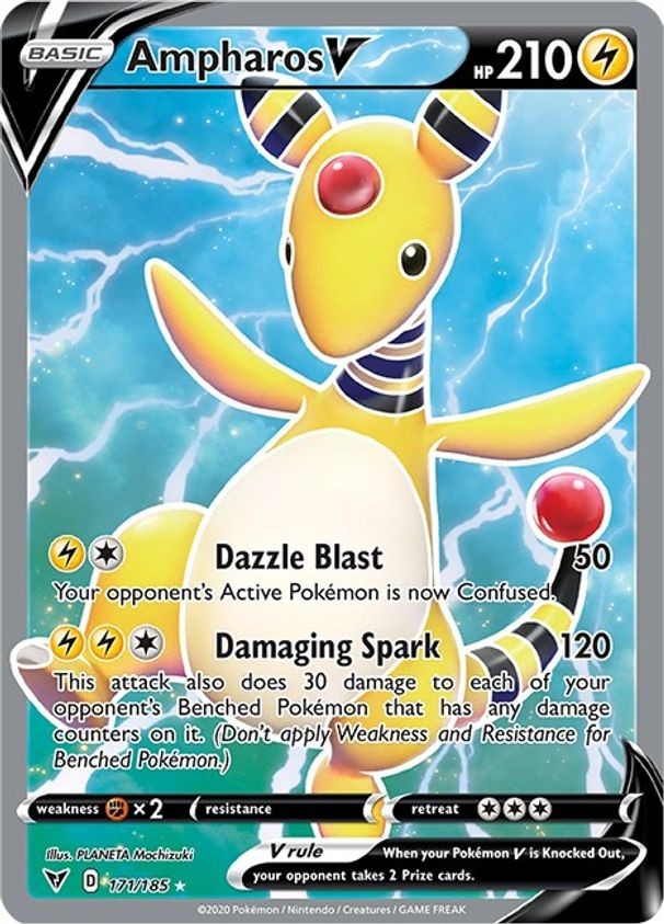 Ampharos V - 171/185 - Pokemon Vivid Voltage Sword Shield Full Art Rare Card NM