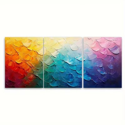 3pcs Colorful Gradient Art Vibrant Palette  Wall Art Canvas  Unframed/Framed