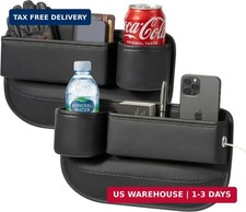 2-Pack Car Seat Gap Filler Organizer with Cup Holder - Premium Leather - Univers