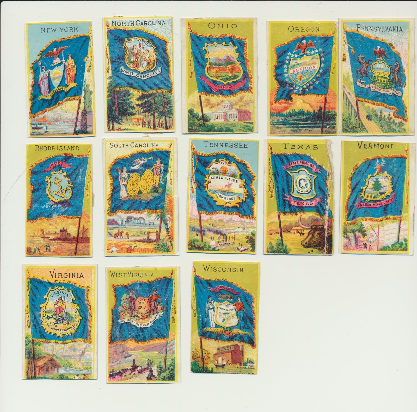 Near set of 32/36 plus 1 dupe 1880-1899 N501 H629 tobacco sized cards of States