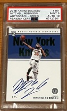 2018-19 Panini Encased Mitchell Robinson Rookie Auto Green /5 PSA 9 Auto 10