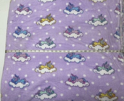 NEW Plush Fleece fabric by the Yd - Sleeping Unicorns on Purple - 58  W