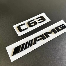 F&uuml;r Mercedes C63 AMG Embleme Aufkleber Logo Flache Schwarz Gl&auml;nzend Auto NEW