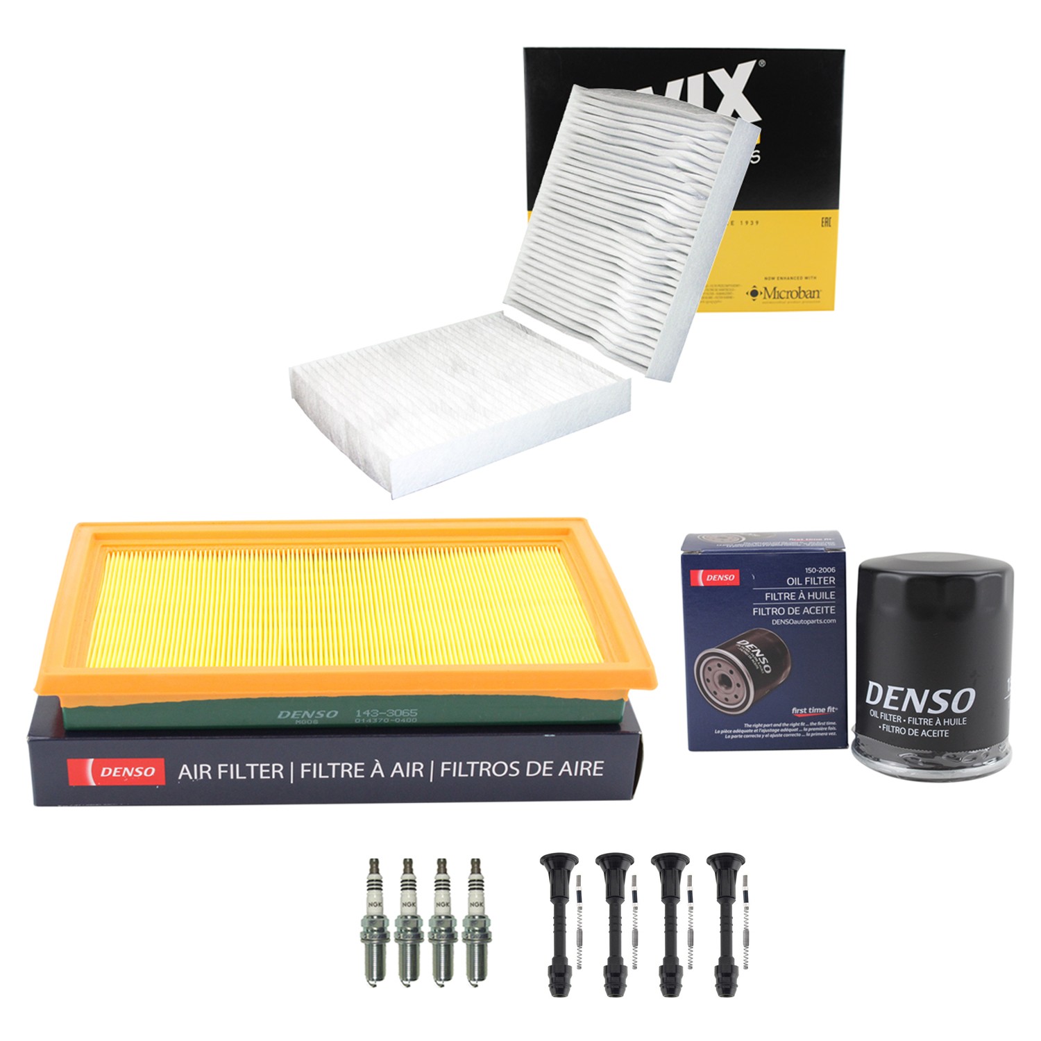 Denso Tune Up Kit NGK 4 Spark Plugs Boots Kit for Nissan Sentra 1.8 L4 FWD Sedan