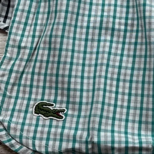 Paquete de 2 boxers LACOSTE para hombre tejidos con guinga de algodón puro azul marino verde talla XXL 2XL Foto 3 de 4