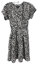 Simply Vera Wang Flare Dress Tea Crepe XS Black/White Lined Pockets Cottage Core
