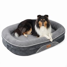 41.3x31x7inch Soft Plush Dog Bed, Raised Neck Bolster, Removable Washable Cover