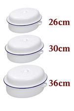 Enamel Roasting Oven Ware Tray traditional Roaster Casserole Pan Pot Dish W/Lid