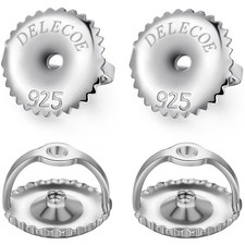 2-Pairs Screw Earring Backs for Threaded Post White Gold 2 Pairs