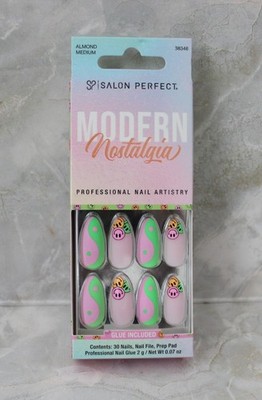 Salon Perfect Artificial Fake Press-ons Modern Nostalgia Almond Medium NWT