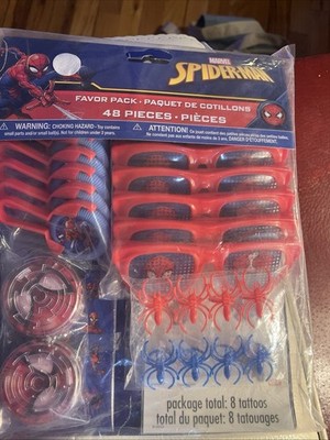 Marvel Spider-Man Favor Pack 48 Pc Birthday Thank You Bag Fillers (8 Of Each)NEW