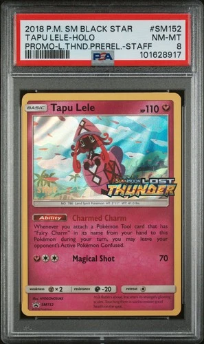2018 POKEMON SM BLACK STAR PROMO #SM152 TAPU LELE-HOLO PSA 8