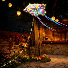 Solar Butterfly Lights Outdoor, 2.9Ft 174 LED Waterproof Kite Butterfly Garden D