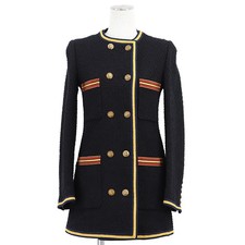 beautiful GUCCI tweed jacket tiger gold metal buttons double breasted no coll