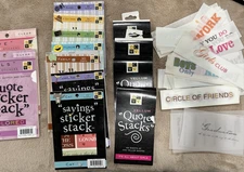 LOT OF 13 PACK DCWV Sticker/Vellum Stack quotes & sayings plus Rub on Transfers