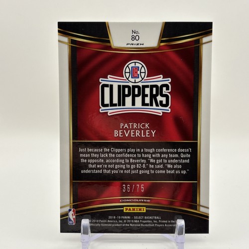 2018-19 Panini Select Concourse Neon Green Prizm /75 Patrick Beverley #80 - Zdjęcie 2 z 2