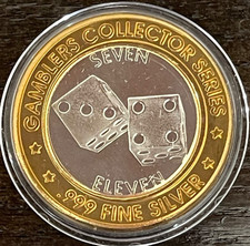 Grand Casino Biloxi Mississippi $10 Silver Strike 1996 Dice Seven Eleven NewCase