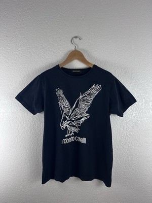 Roberto Cavalli T Shirt Mens Medium Navy Eagle Graphic Designer