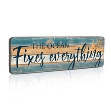 Coastal Decor Wood Plaque Sign Beach Themed Wall Decor The Ocean Fixes Everythin