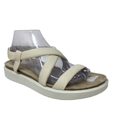 ECCO Corksphere Sandals Shoes Womens Size 9-9.5 US 40 EU Ivory Leather Strappy