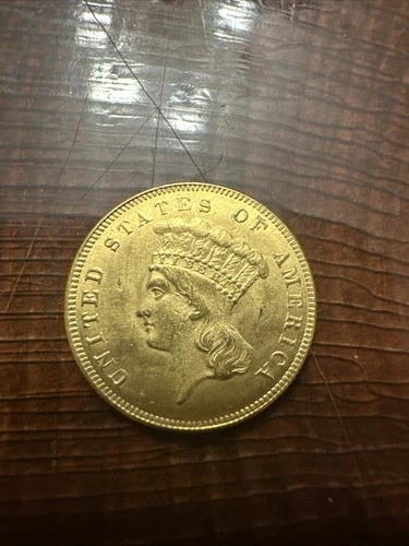 1855 USA Large Indian Head Three Dollar Gold Coin