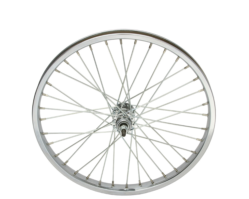 20 X 2.125 HEAVY DUTY 12G FRONT OR COASTER OR FREEHWEEL CHROME 36 SPOKE RIMS