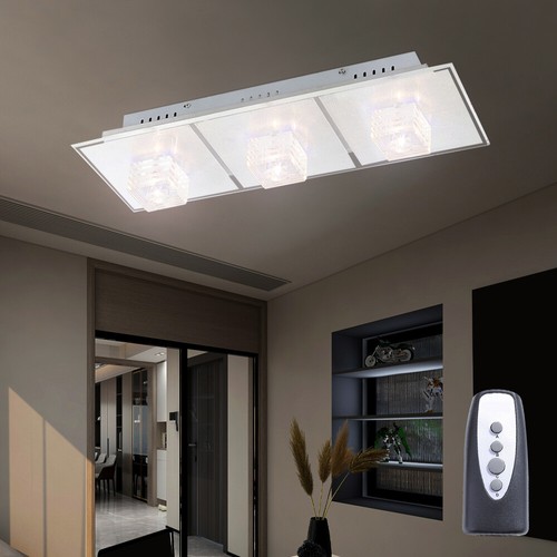 Plafoniera Luce Sala da Pranzo Vetro Telecomando Argento LED 59,5 CM - Foto 6 di 7