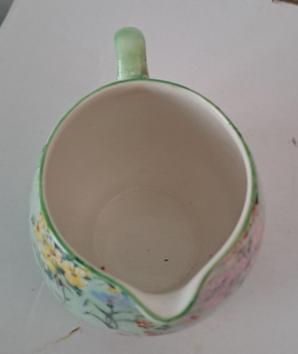 Shelley Melody Green Edge Small Milk Jug 3" Vintage Made In England Bone China - Picture 5 of 6