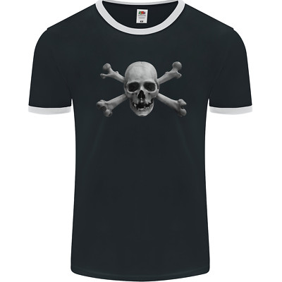 The Jolly Roger Skull Pirates Sailing Sailor Herren Ringer Maglietta FotL