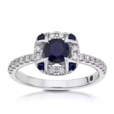1Ct Blue Sapphire Round Cut CZ Engagement Wedding Ring 925 Sterling Silver