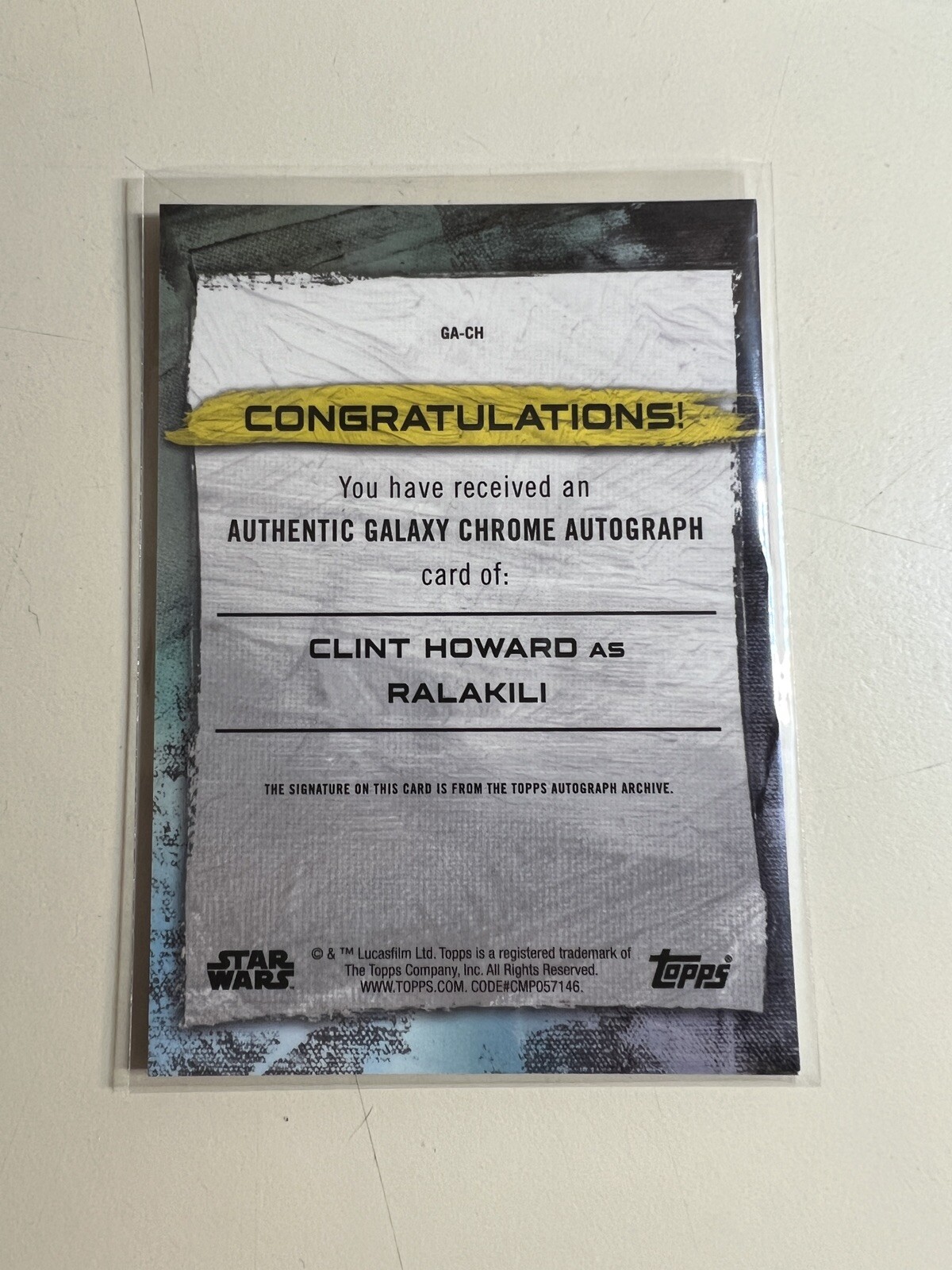 2022 Topps Chrome Star Wars Galaxy Clint Howard Ralakili #GA-CH Auto Green 90/99 view 2