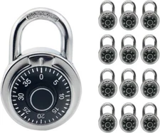 12 Pack Black Standard Dial Combination Lock, Black Turnplate 2 Inch Fixed