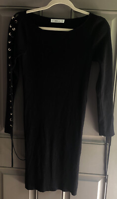 Zara Knit Women's Long Sleeve Sweater Dress Black Size S | eBay