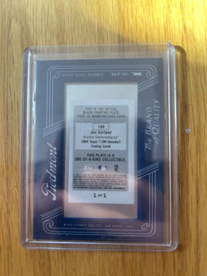 Placa de impresión cian Topps 206 Joe Garland 2009 novato 1/1 Diamondbacks Foto 2 de 2