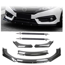 Front Bumper Lip Splitter Spoiler For Volkswagen Jetta Carbon Fiber Strut Rods
