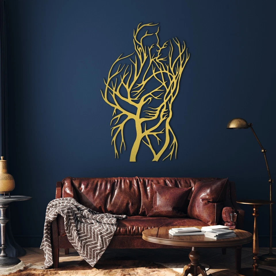 Современный металлический дерево стены искусства набор, пара скульптура, абстрактный мужчина женщина декор - Изображение 3 из 4