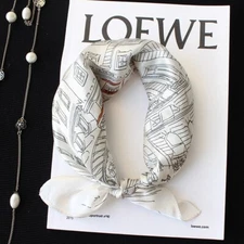 100% Mulberry Silk Scarf Bandanna Garden Roof Print Office Necktie Hairband 53cm