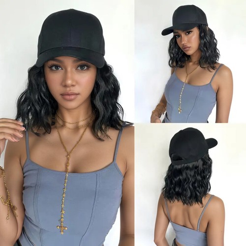 Women Baseball Cap Hat Wig Hairpiece with Short Curly Casual Daily Wear Dating - Picture 6 of 16