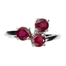 925 Sterling Silver Ring Round Ruby 4.5mm Natural Gemstone Jewelry Size 7